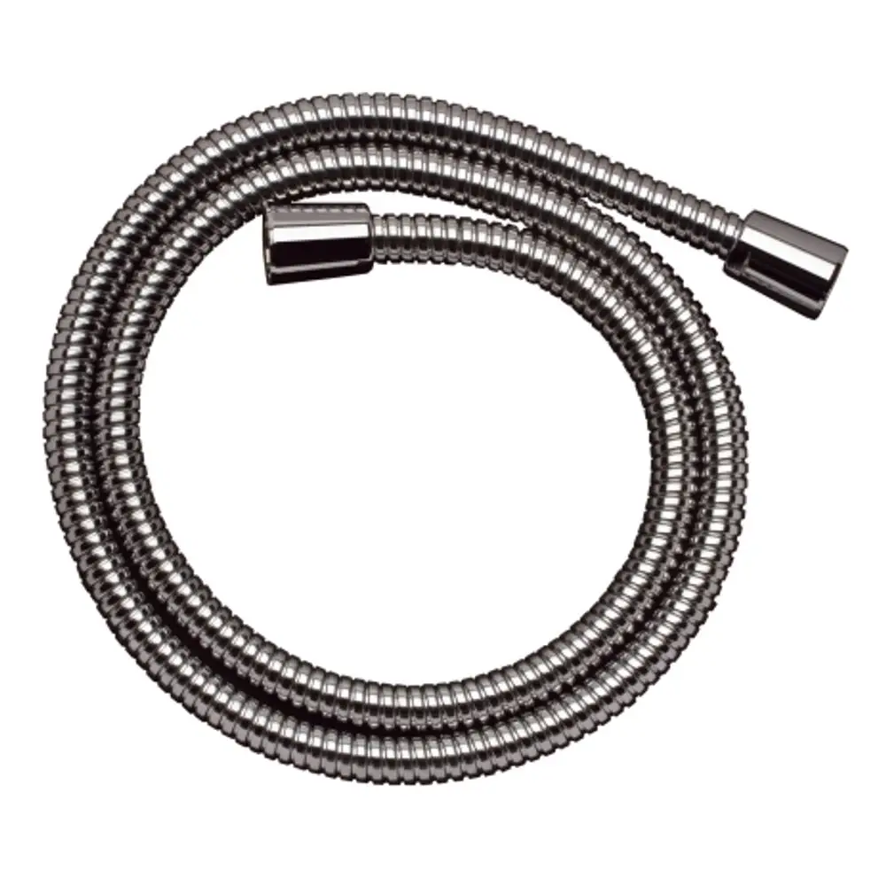 Metallbrauseschlauch in Chromoptik, flexibel und rund, geeignet für die Verwendung in Badezimmern. Entwickelt von AXOR für eine langlebige und praktische Anwendung.
